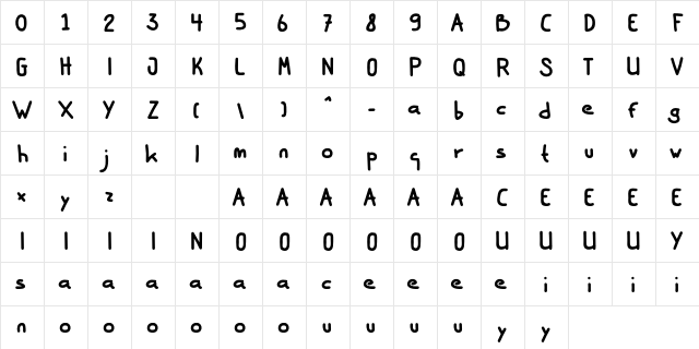 Lele Hand Regular  glyph index