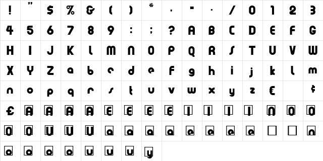 Roundabout Regular  glyph index
