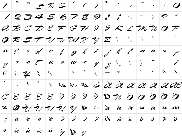Egg Regular  glyph index