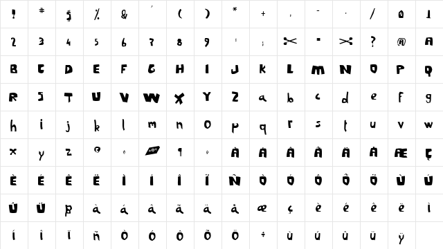 LaSibane Medium  glyph index