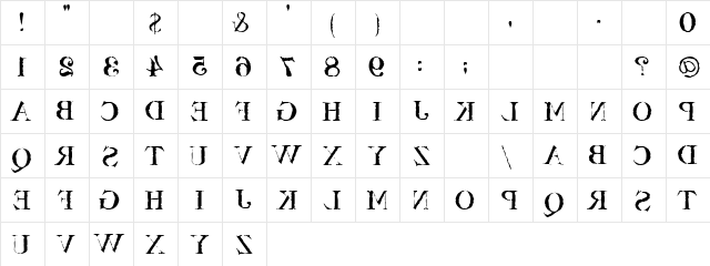Bassackwards Regular  glyph index