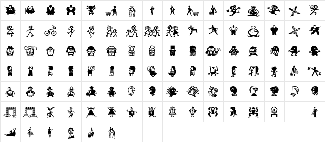 Mini Pics L'il Folks Regular  glyph index