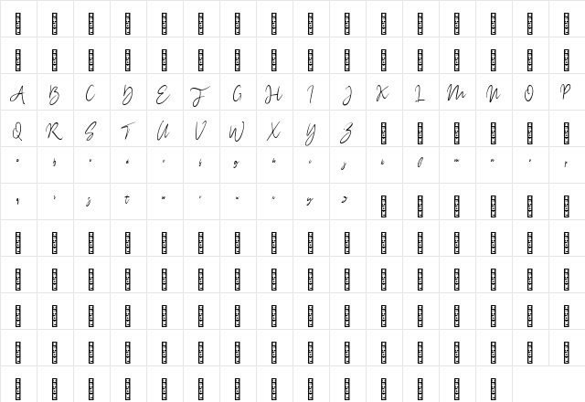 Wiltasso Regular  glyph index