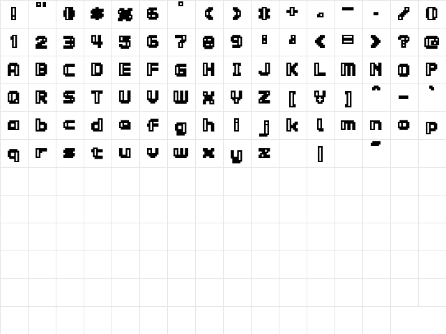 D3 Groovitmapism Regular  glyph index