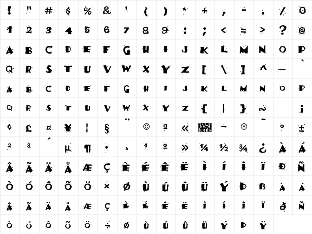 TacoFestiva Regular  glyph index