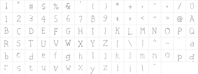 CK Tailor Sloppy Regular  glyph index