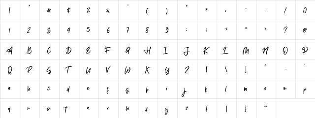 Caylee Regular  glyph index