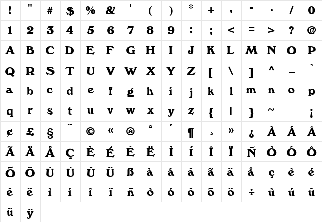 WindsorDemi.fog Regular  glyph index