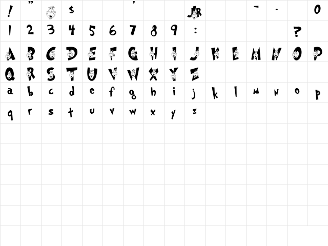 Grinched Too! Regular  glyph index