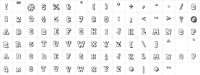 CK Sports Golf Regular  glyph index