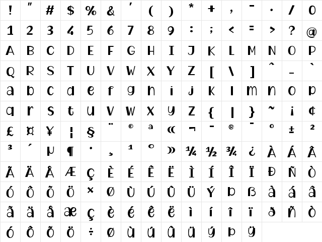 Watermelon Family SemiBold  glyph index