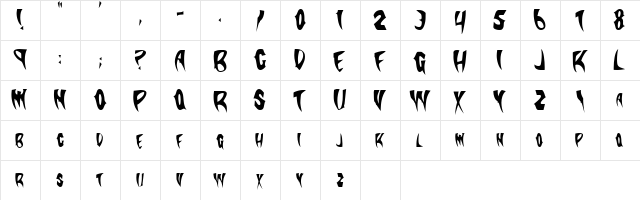 SlasherCondensed Regular  glyph index