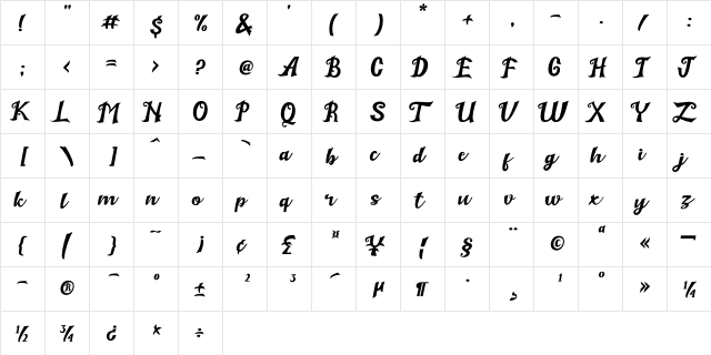 The Immortal 2 Regular  glyph index