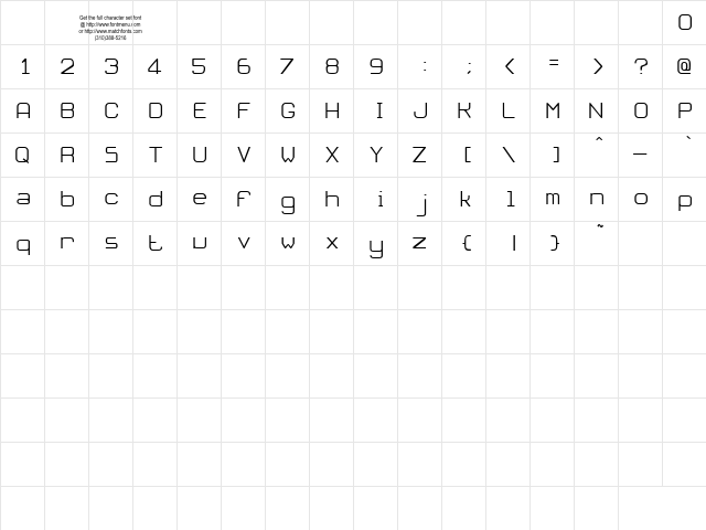 Oloron Tryout Regular  glyph index