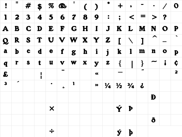 Grain Heavy  glyph index