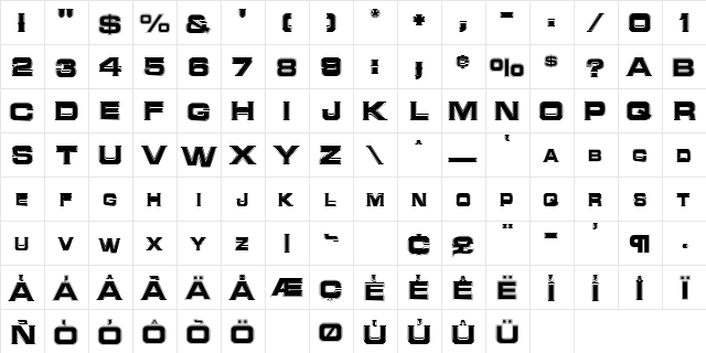 NATALIE Regular  glyph index