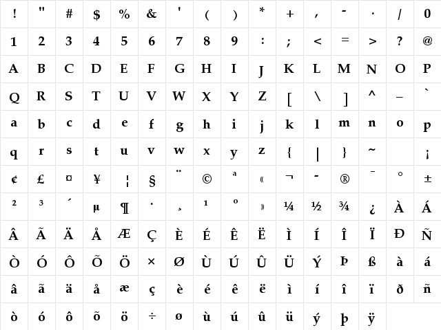 Bahij Nazanin Bold  glyph index