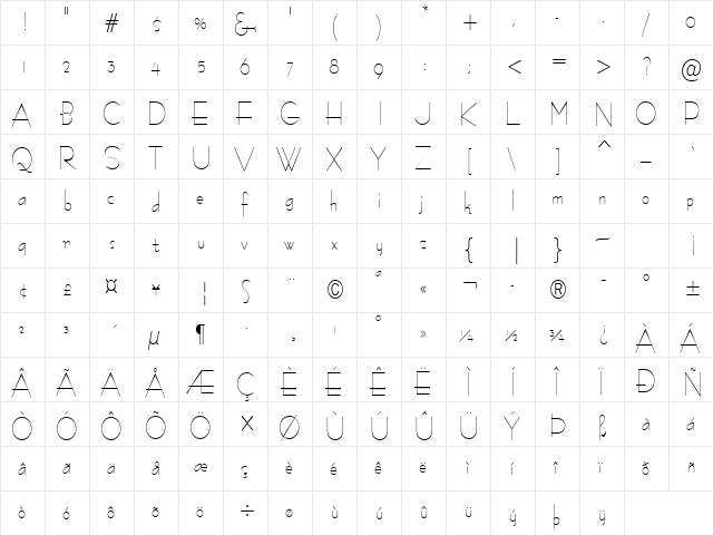 Bernie-Condensed Normal  glyph index