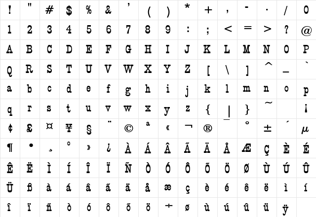 CircusExtraBold Regular  glyph index