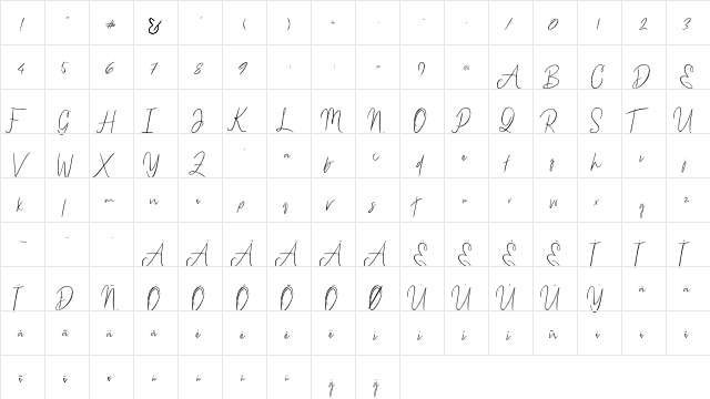 Bammantoe Regular  glyph index
