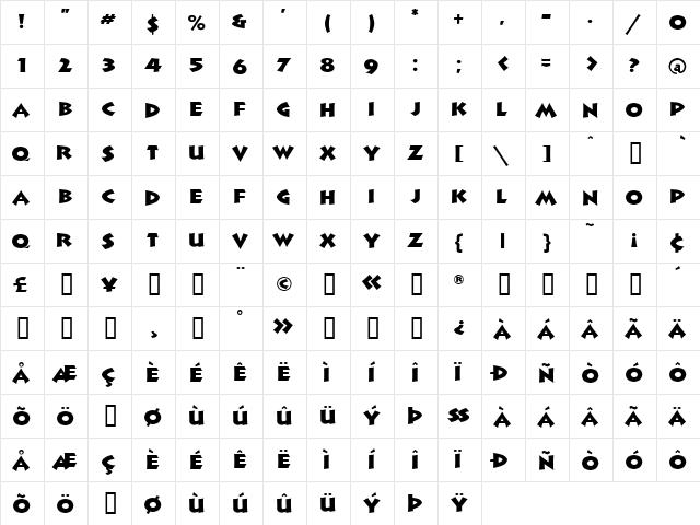 LHF Chucky Block BETA Regular  glyph index