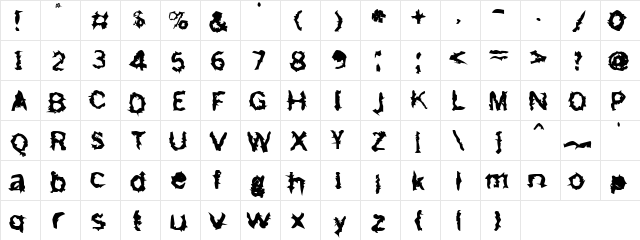 Prickly Regular  glyph index