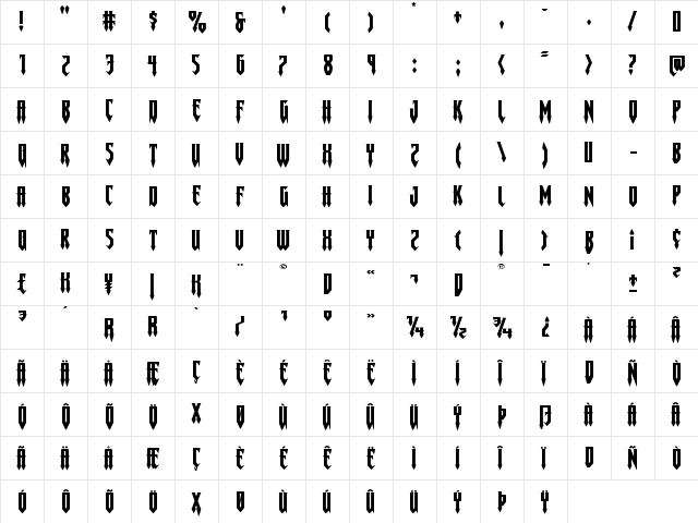 Gotharctica Extra-Expanded Expanded  glyph index