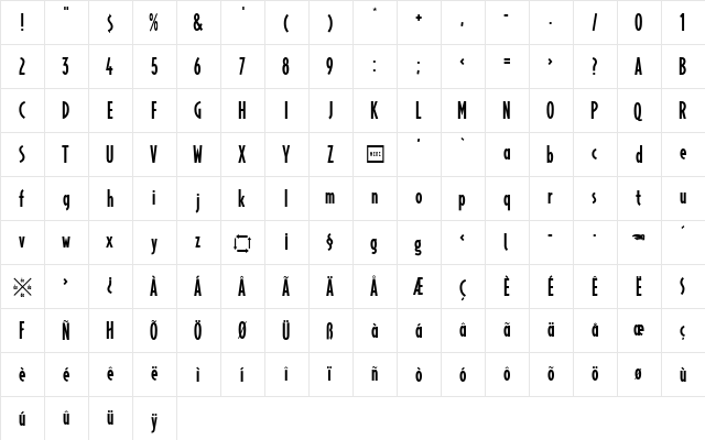 MerzRegular Normal  glyph index