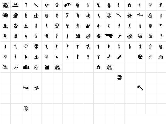 Zombie Salad Regular  glyph index