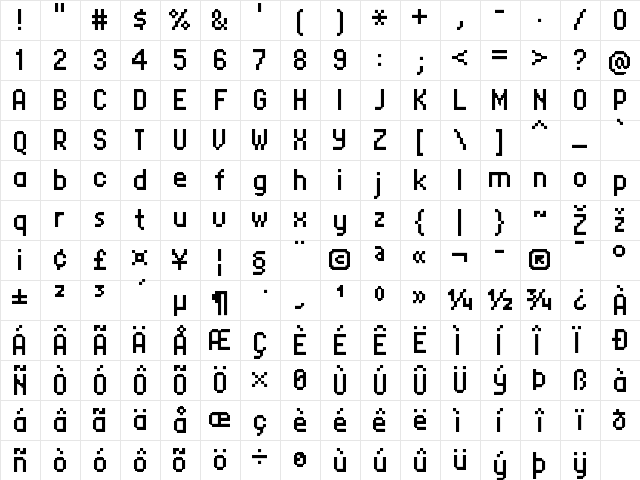 FFF Corporate Regular  glyph index