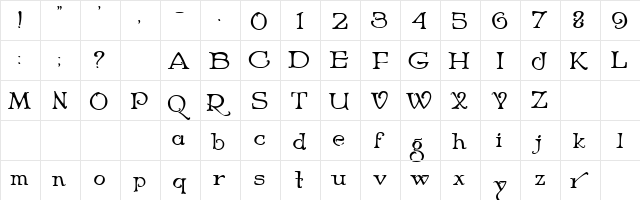 Niederwald Regular  glyph index