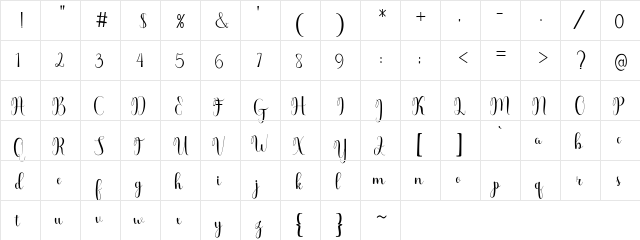 Beauty maheyrah Free Regular  glyph index