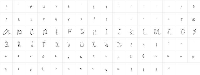 zaline Regular  glyph index