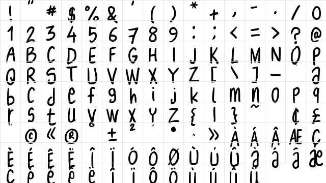 NikoFont Regular  glyph index