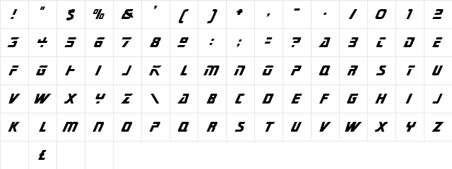 Generations Plain  glyph index
