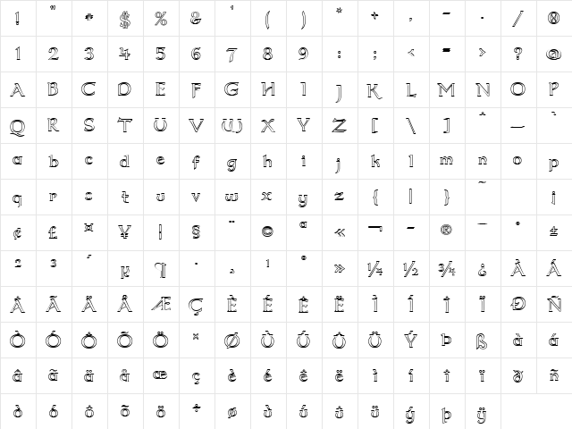 Dumbledor 2 Outline Regular  glyph index