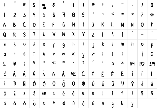 Carbonica Regular  glyph index
