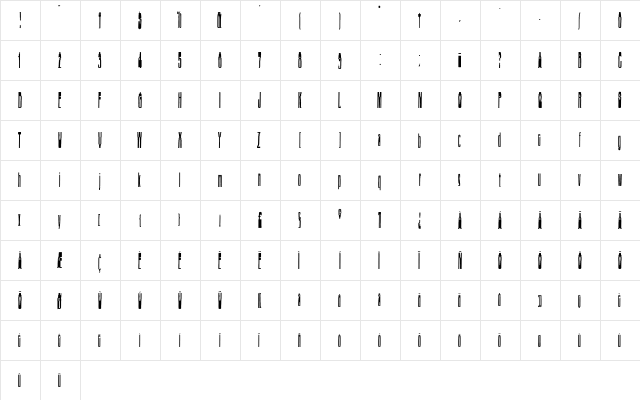Dirtyfax Normal  glyph index