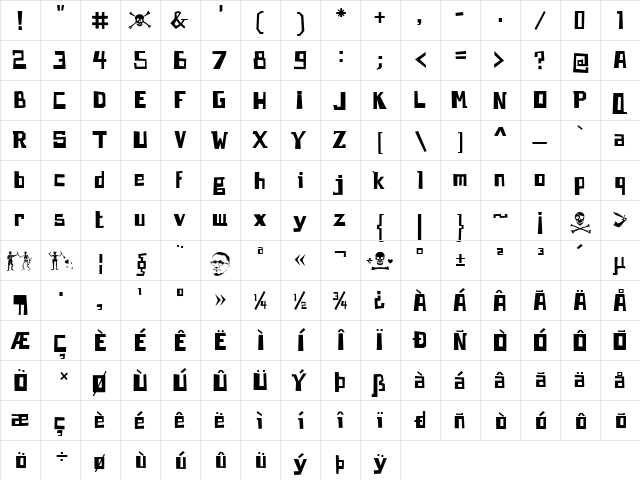 Brecht Regular  glyph index