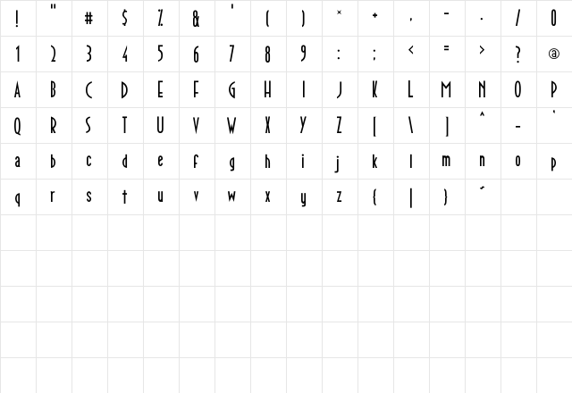 Globalhead Regular  glyph index