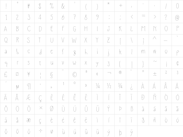 SlimamifLight Light  glyph index