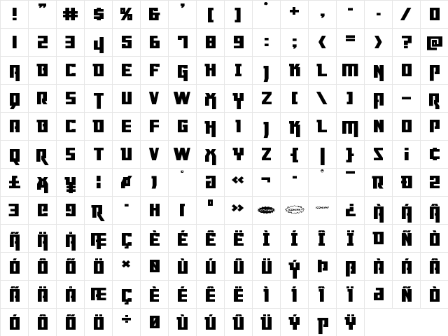 Danger Flight Expanded Expanded  glyph index