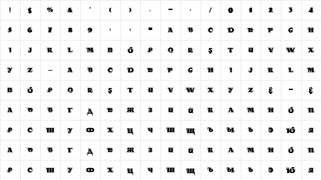 DS Rada_Double Medium  glyph index