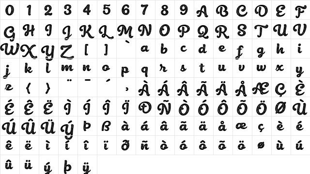 Belmonte Rough Regular  glyph index