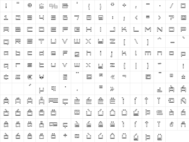 Amp Outline  glyph index