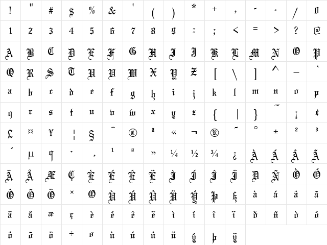 Marital Normal  glyph index