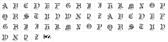Royal Initials Regular  glyph index