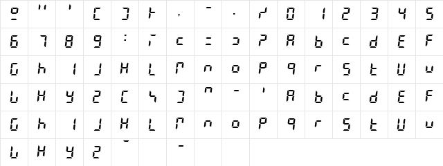 LESLIE Regular  glyph index
