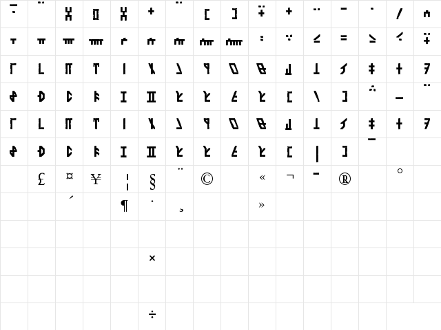 Dethek Stone Regular  glyph index