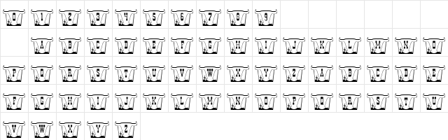 101! Fancy Texan Style Regular  glyph index